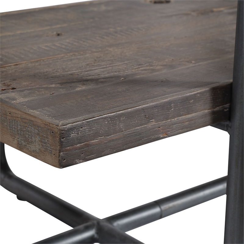 Uttermost Stilo Farmhouse Boat Wood Plywood and Steel Etagere in Brown/Gray