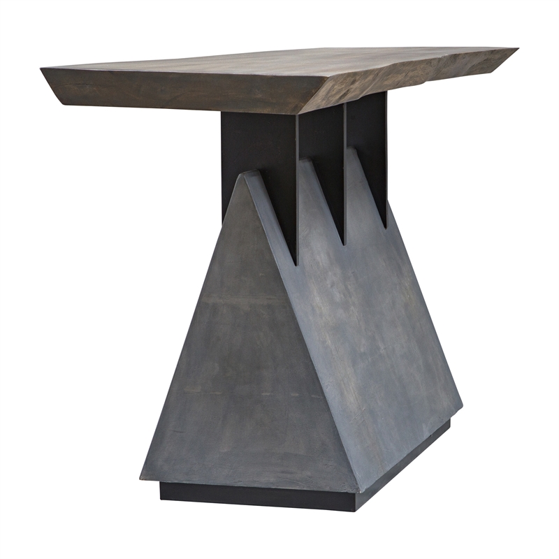 Uttermost Vessel Farmhouse Wood and Iron Console Table in Brown/Gray