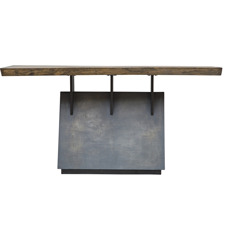 Uttermost Vessel Farmhouse Wood and Iron Console Table in Brown/Gray