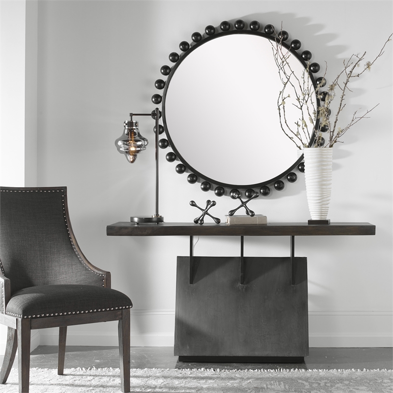 Uttermost Vessel Farmhouse Wood and Iron Console Table in Brown/Gray