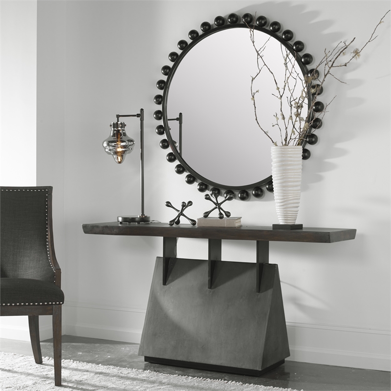 Uttermost Vessel Farmhouse Wood and Iron Console Table in Brown/Gray