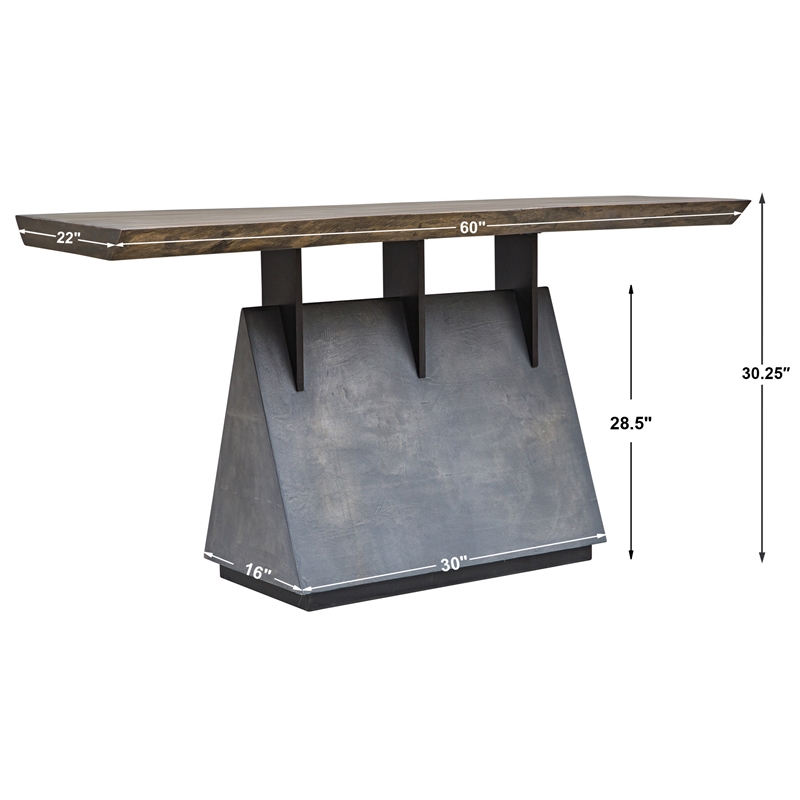 Uttermost Vessel Farmhouse Wood and Iron Console Table in Brown/Gray