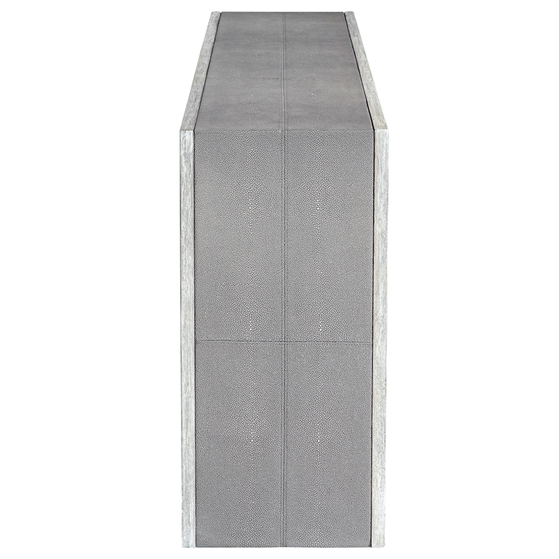 Uttermost Aerina Faux Shagreen and Wood Console Table in Aged Gray/White