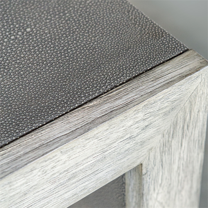 Uttermost Aerina Faux Shagreen and Wood Console Table in Aged Gray/White