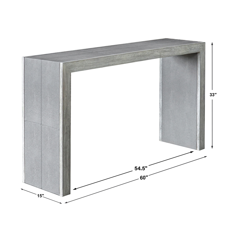 Uttermost Aerina Faux Shagreen and Wood Console Table in Aged Gray/White