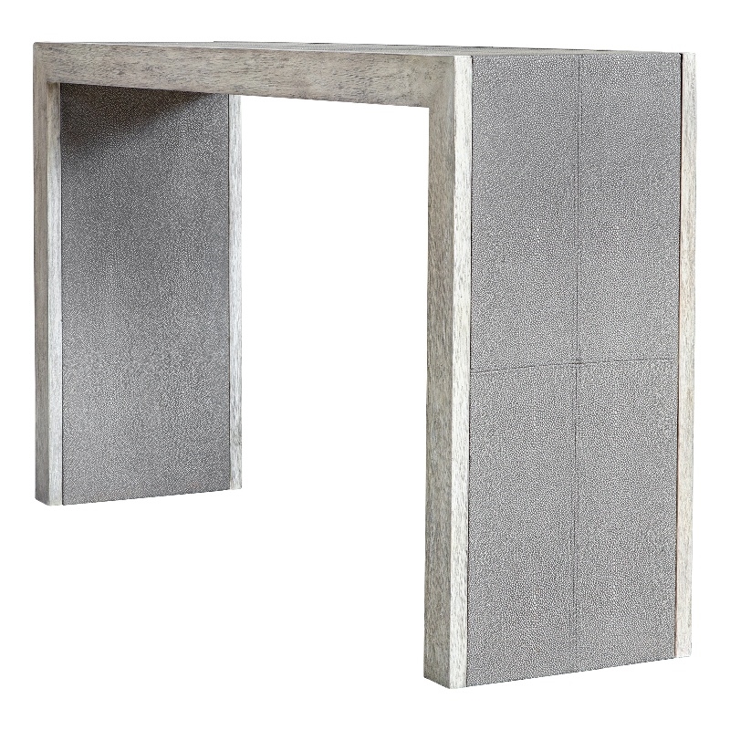 Uttermost Aerina Faux Shagreen and Wood Console Table in Aged Gray/White