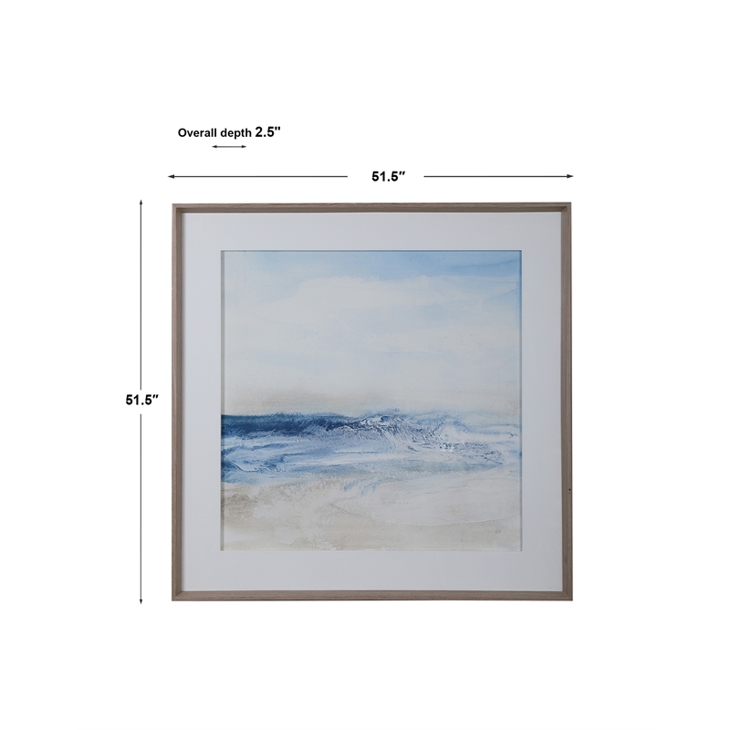 Uttermost Surf And Sand Wood Glass and Paper Framed Print in Blue/Brown/White