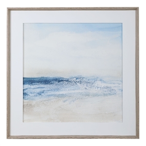 Uttermost Surf And Sand Wood Glass and Paper Framed Print in Blue/Brown/White