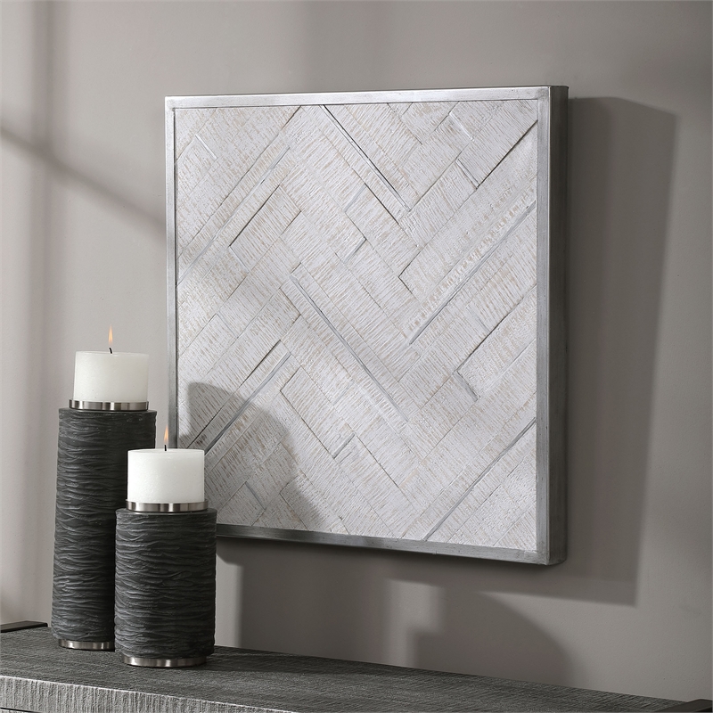 Uttermost Redondo Coastal Wood and Metal Wall Decor in Silver/White