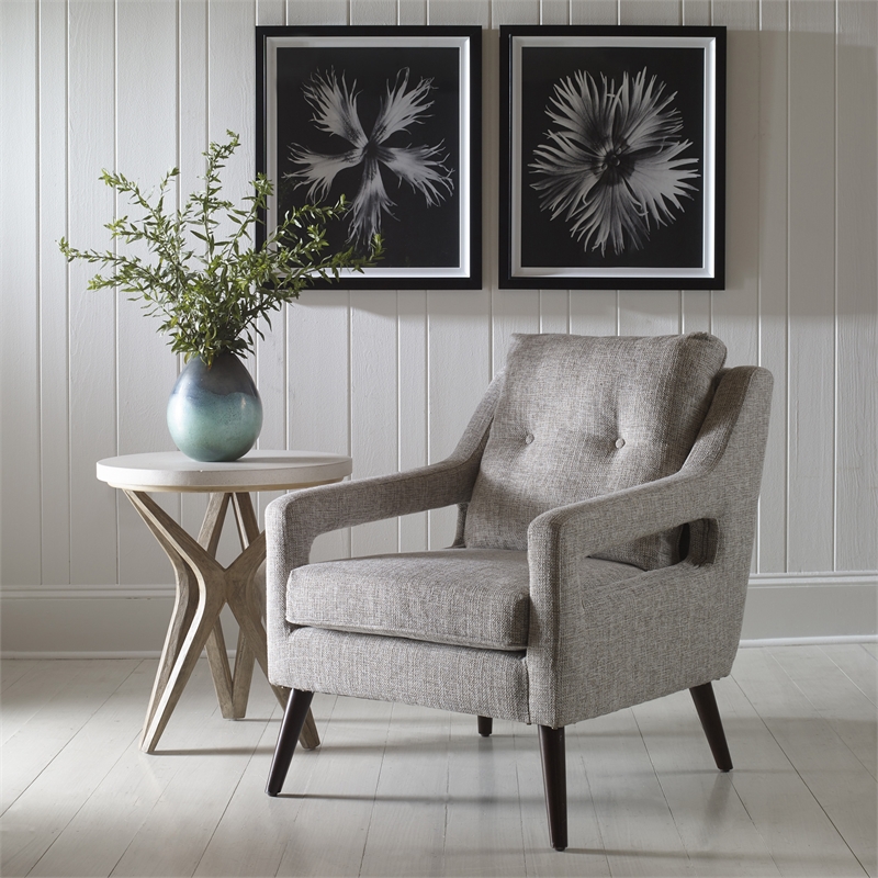 Uttermost Obrien Coastal Fabric Foam and Wood Armchair in Gray