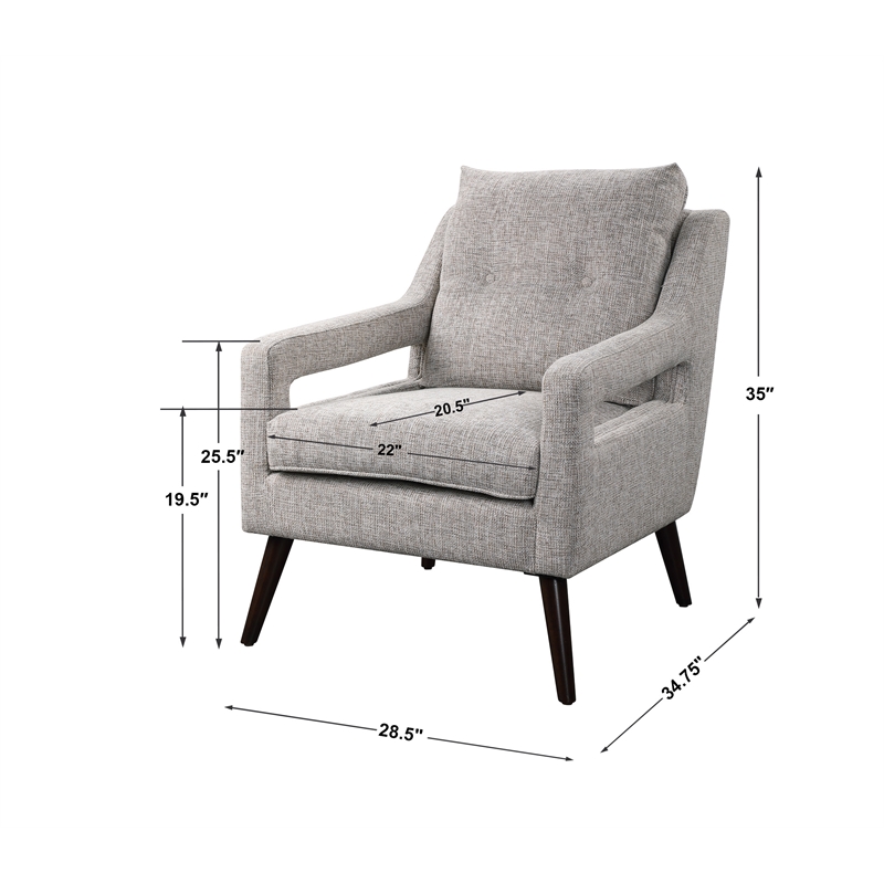 Uttermost Obrien Coastal Fabric Foam and Wood Armchair in Gray