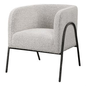 Uttermost Jacobsen Farmhouse Fabric Wood and Iron Accent Chair in Gray/White