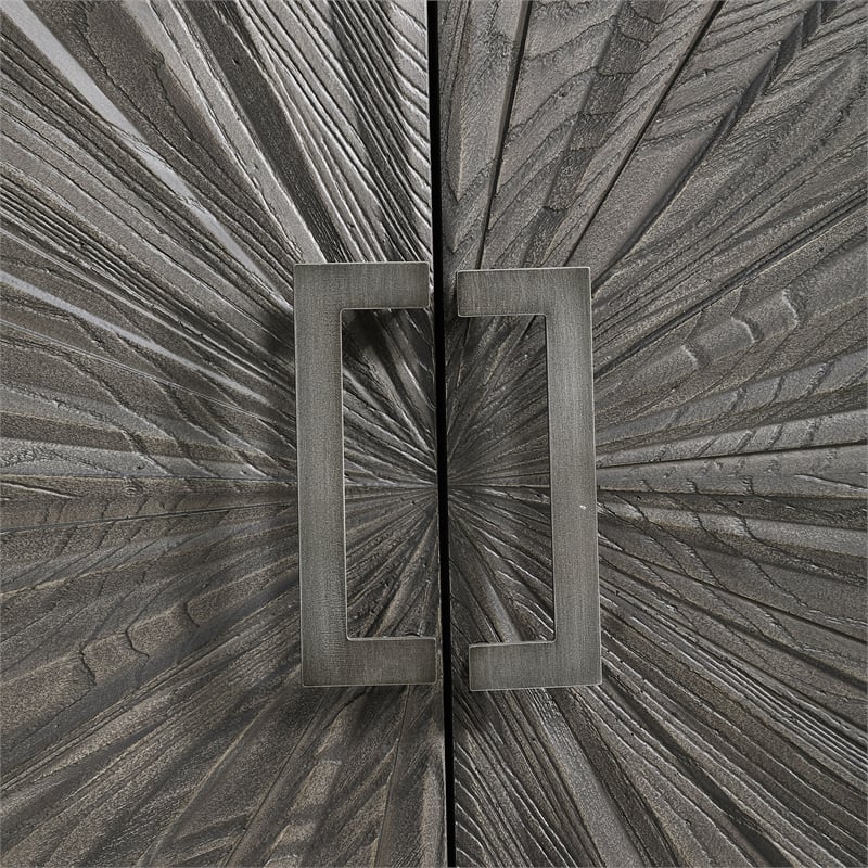Uttermost Shield 2-Door Farmhouse Wood and Metal Cabinet in Brown/Gray