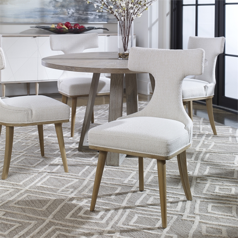 Uttermost Klismos Wood and Fabric Accent Chair in White/Woodtone (Set of 2)