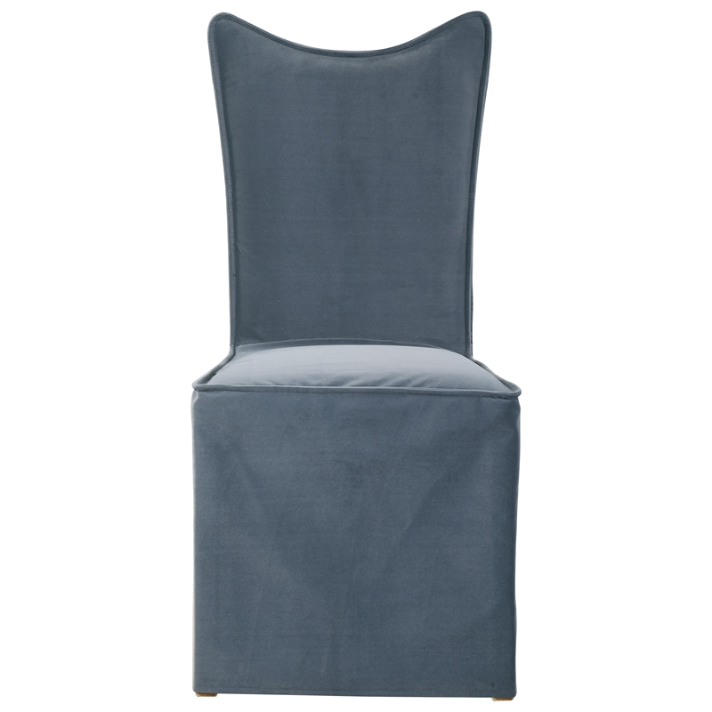 Uttermost Delroy Contemporary Fabric Armless Chairs in Blue/Gray (Set of 2)