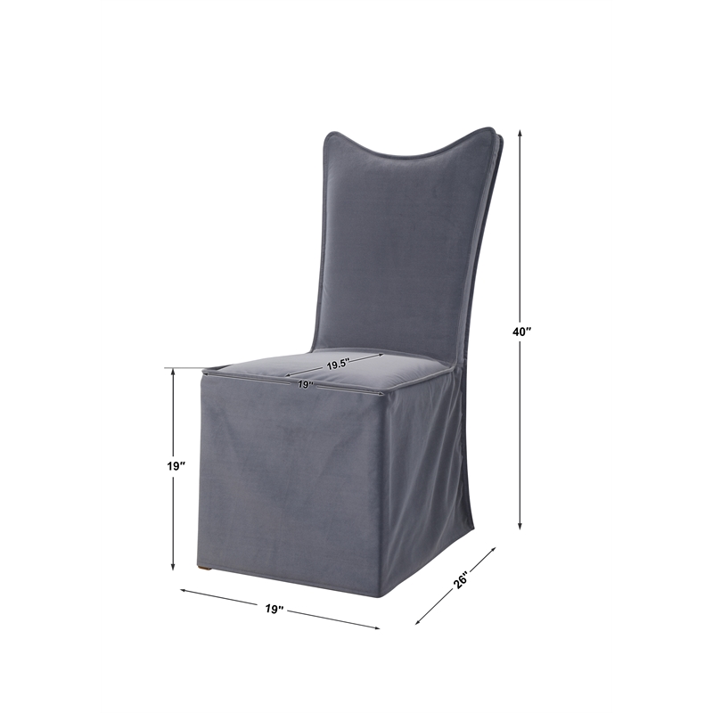 Uttermost Delroy Contemporary Fabric Armless Chairs in Blue/Gray (Set of 2)