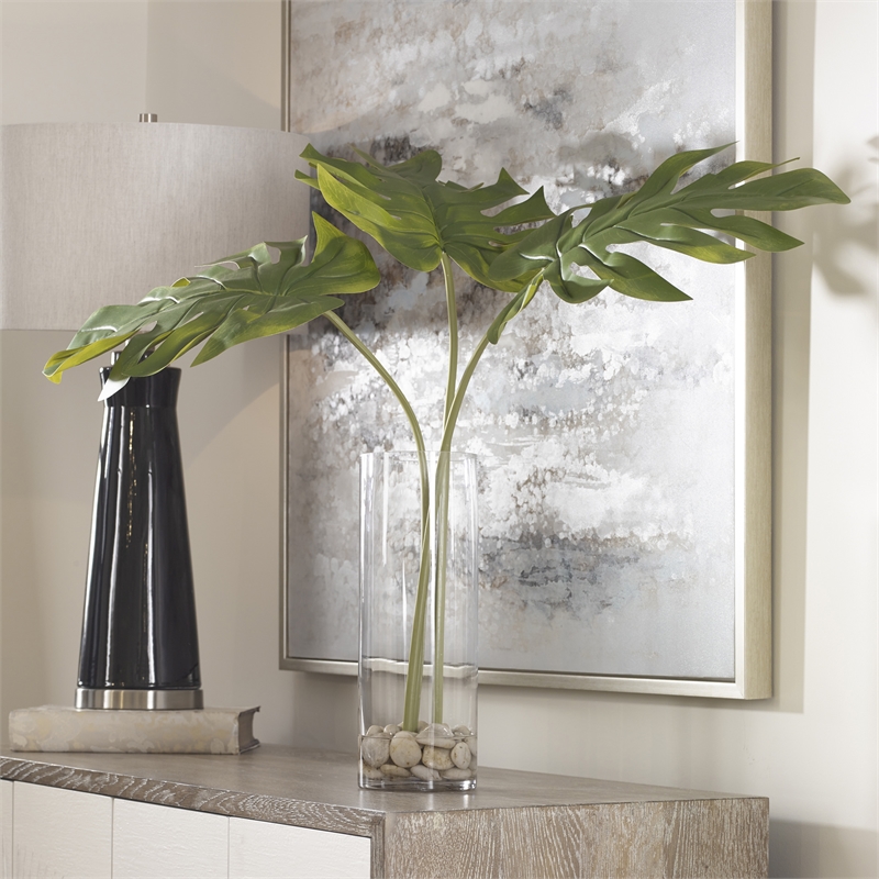Uttermost Ibero Polyester Glass and Resin Split Leaf Palm in Green