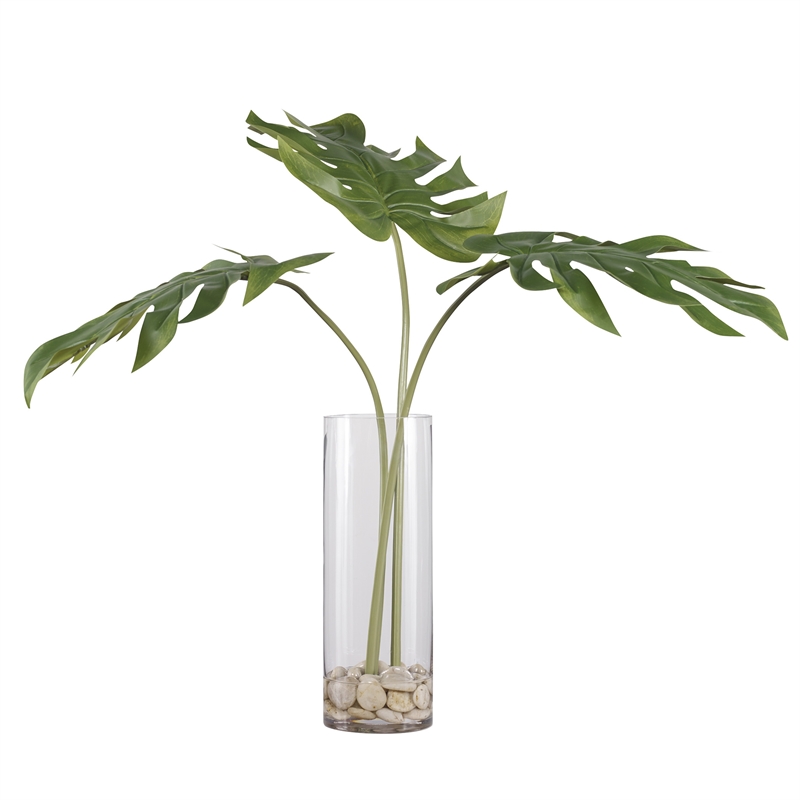 Uttermost Ibero Polyester Glass and Resin Split Leaf Palm in Green
