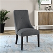 Uttermost Patamon Fabric Upholstered Dining Chair in Gray/Woodtone (Set of 2)