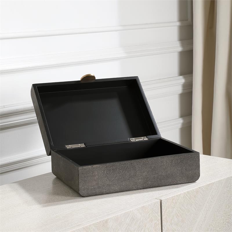 Uttermost Lalique Contemporary Wood Faux Shagreen Art Deco Box in Gray