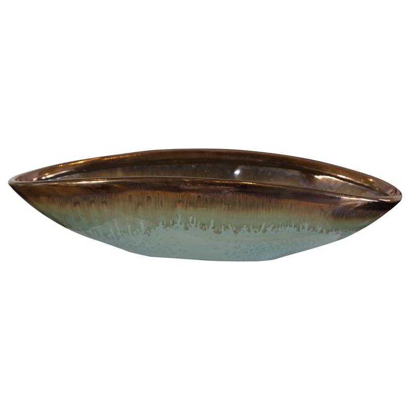 Uttermost Iroquois Transitional Earthenware Bowl in Mint Green/Chocolate Brown