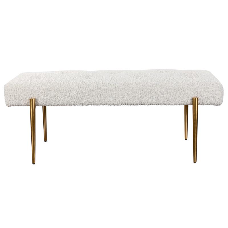 Uttermost Olivier Contemporary Fabric and Stainless Steel Bench in White