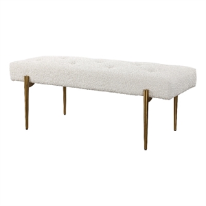 Uttermost Olivier Contemporary Fabric and Stainless Steel Bench in White