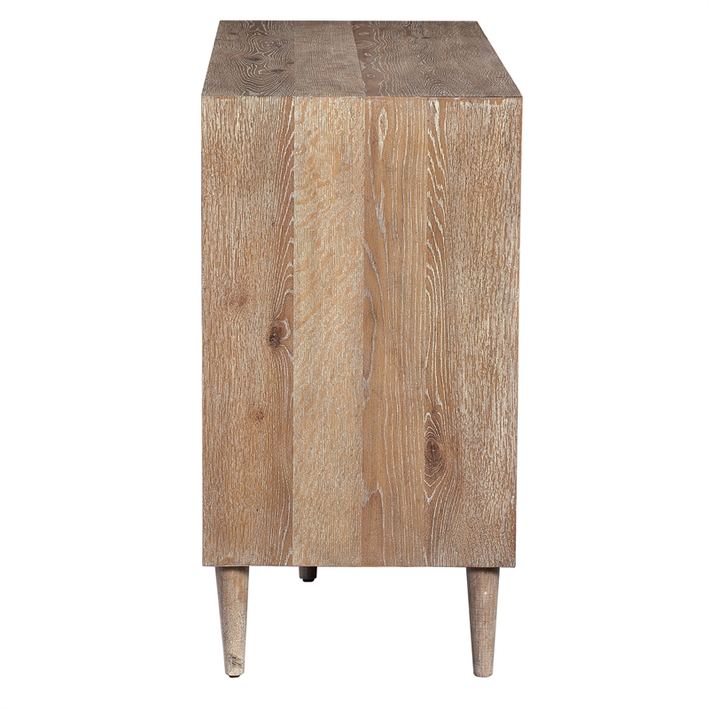 Uttermost Dani 4-Door Contemporary Wood Cabinet in White/Woodtone
