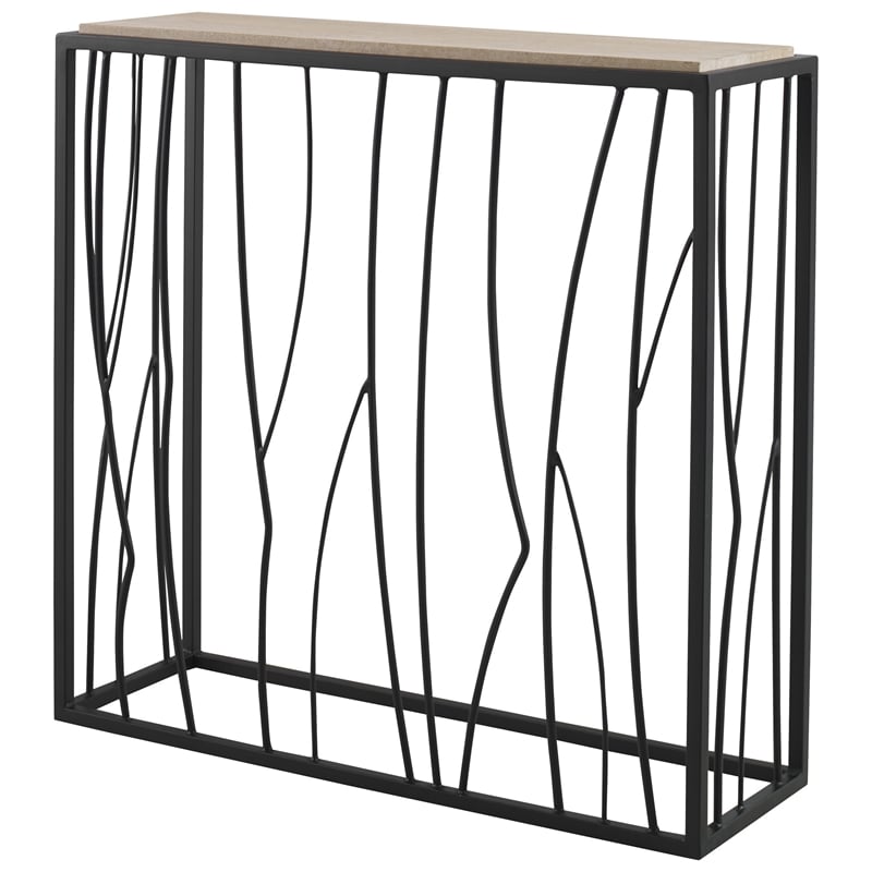 Uttermost Reed Transitional Metal and Stone Console Table in Black/Brown