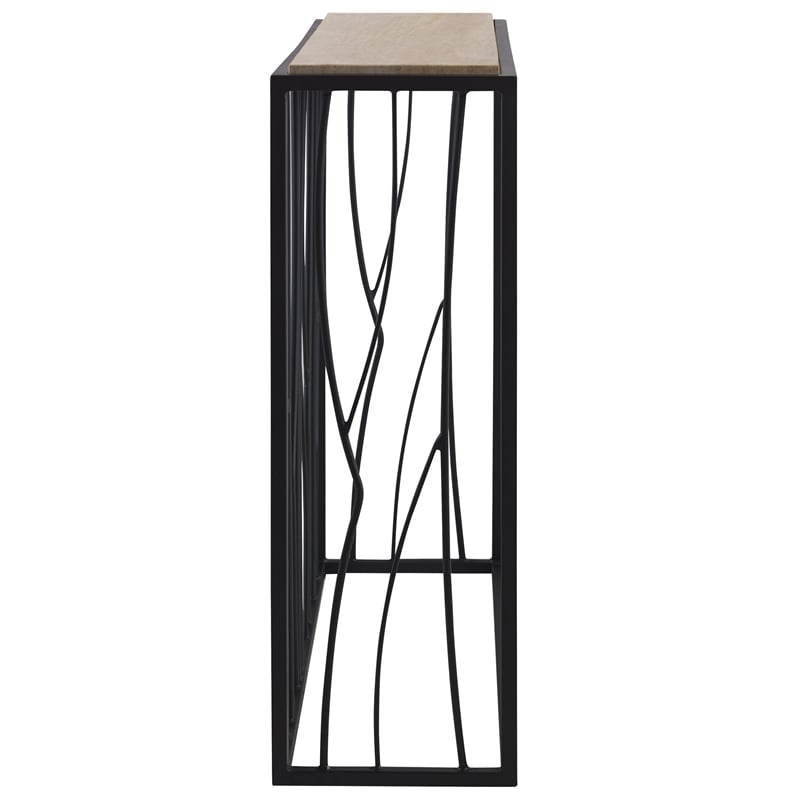 Uttermost Reed Transitional Metal and Stone Console Table in Black/Brown