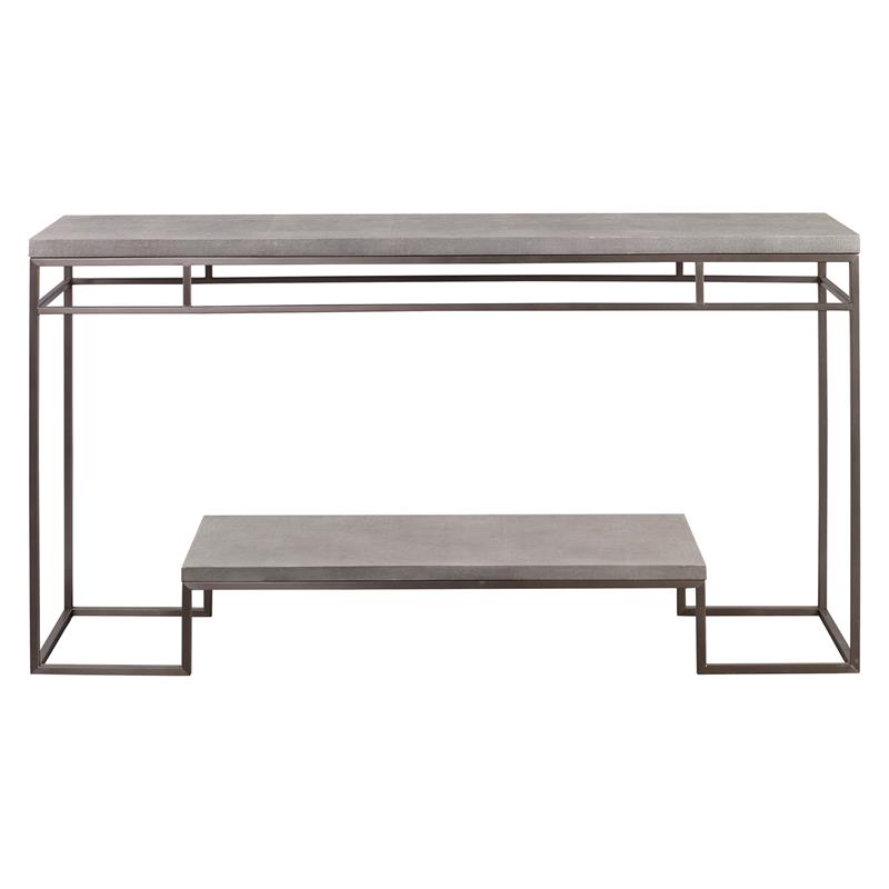 Uttermost Clea Contemporary Stainless Steel and MDF Wood Console Table in Gray