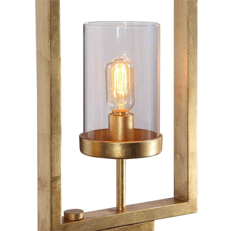 Uttermost Cielo Contemporary Steel and Glass Floor Lamp in Black/Gold