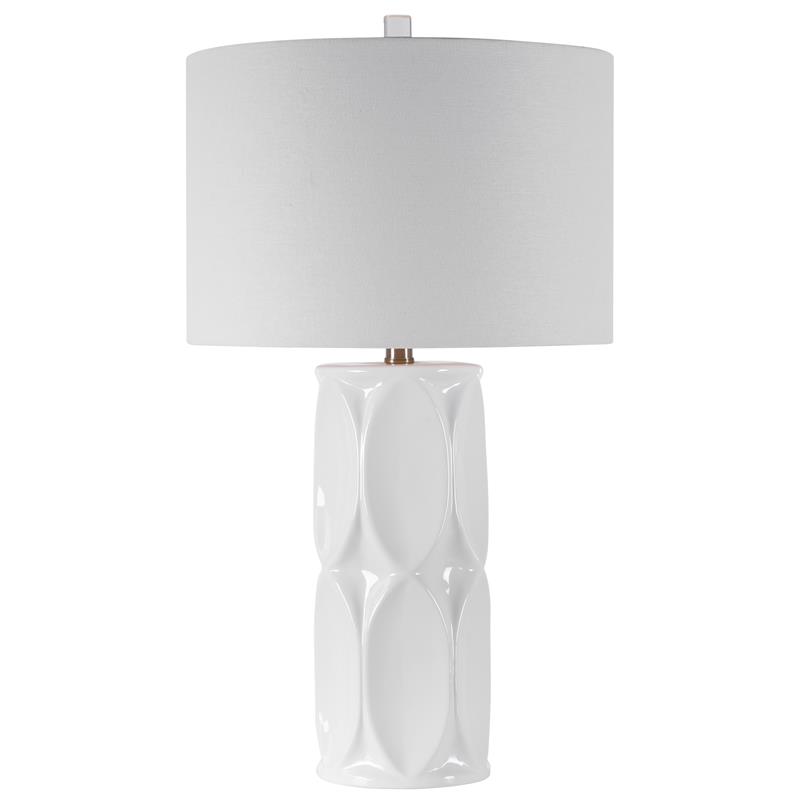 Uttermost Sinclair Contemporary Ceramic Metal and Fabric Table Lamp in White