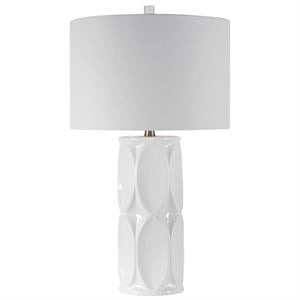 Uttermost Sinclair Contemporary Ceramic Metal and Fabric Table Lamp in White