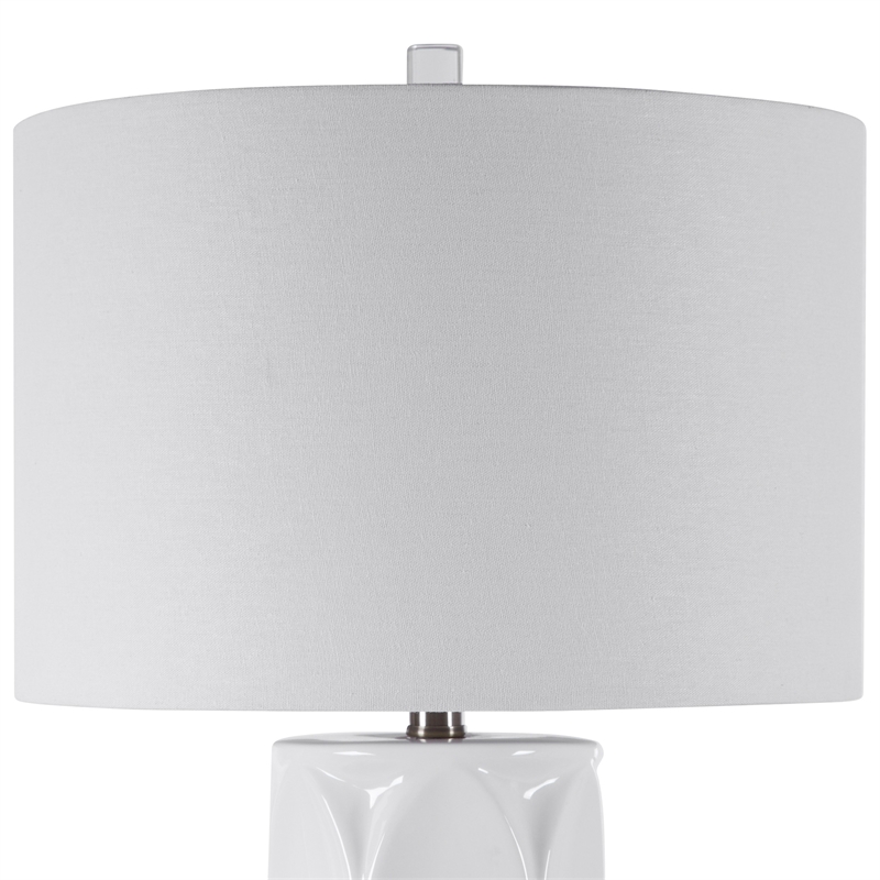 Uttermost Sinclair Contemporary Ceramic Metal and Fabric Table Lamp in White