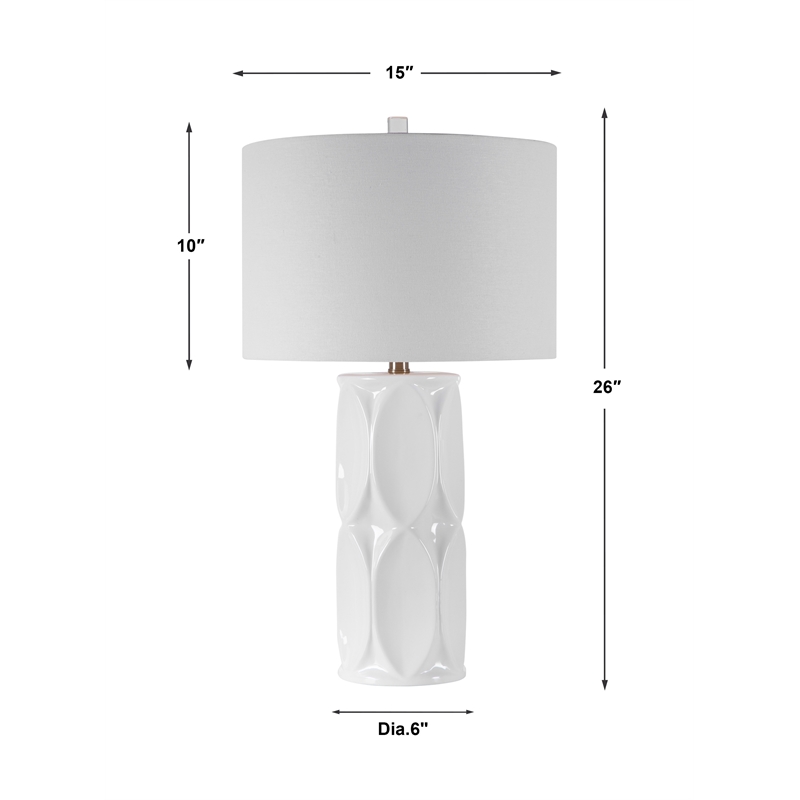 Uttermost Sinclair Contemporary Ceramic Metal and Fabric Table Lamp in White