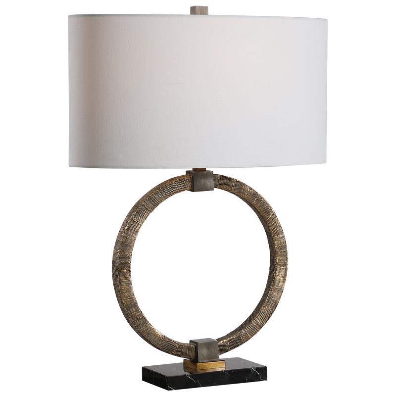 Uttermost Contemporary Resin Marble Iron and Fabric Table Lamp in Gold