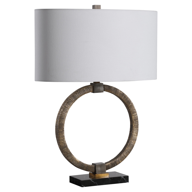 uttermost contemporary resin marble iron and fabric table lamp in gold