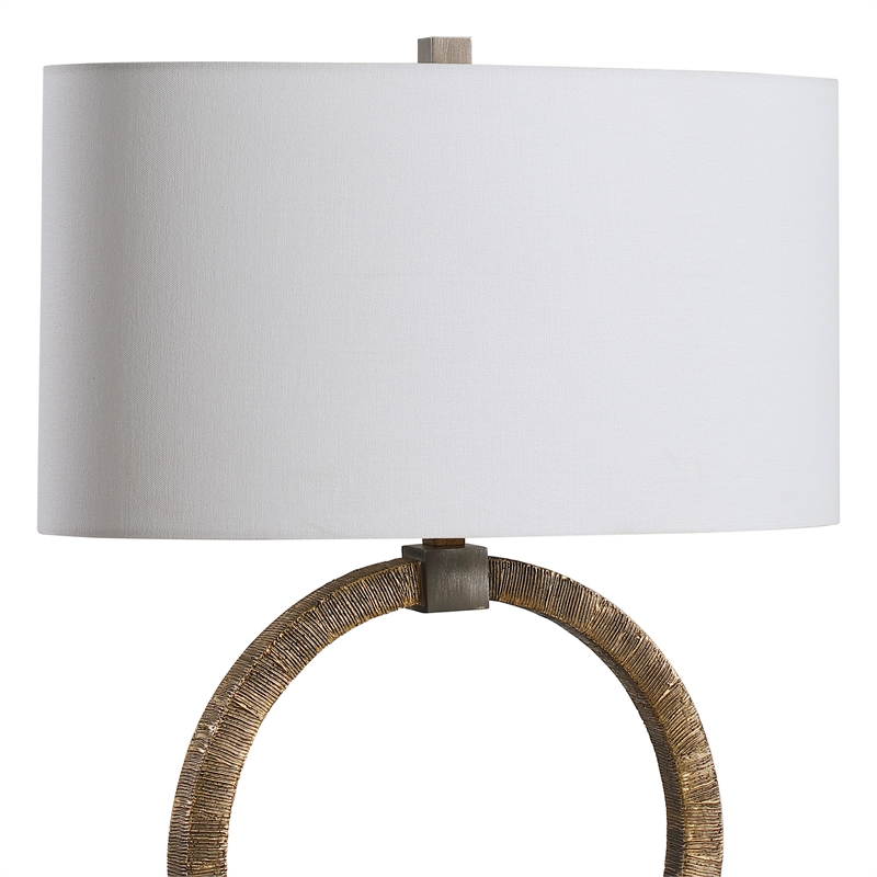 uttermost contemporary resin marble iron and fabric table lamp in gold
