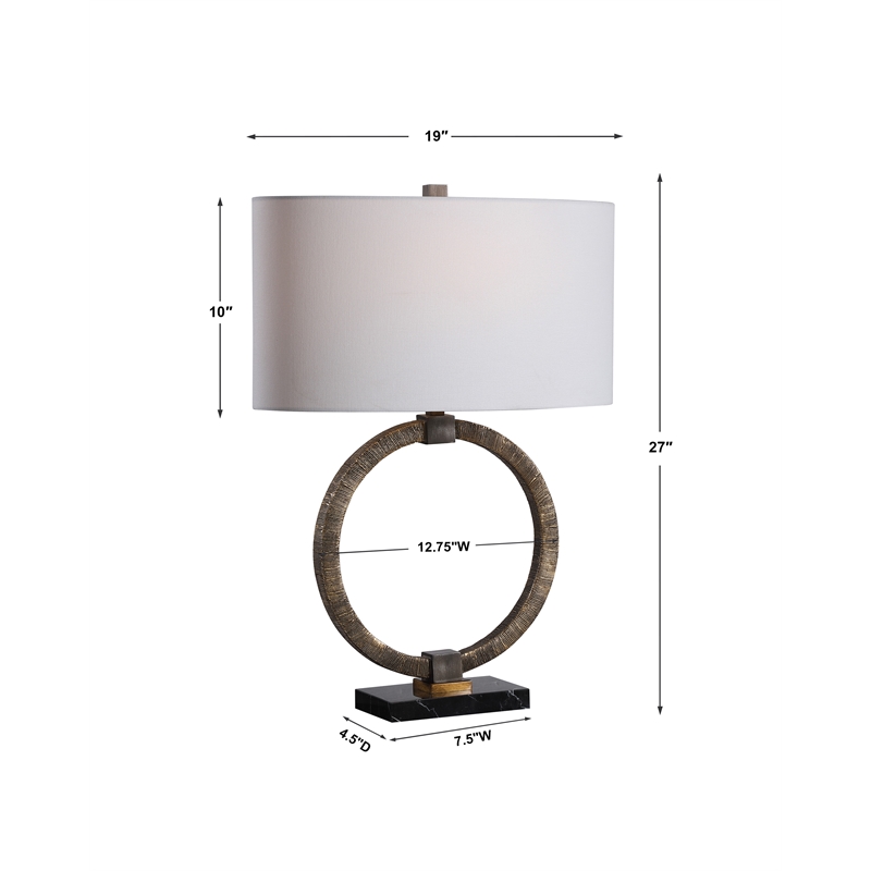 uttermost contemporary resin marble iron and fabric table lamp in gold