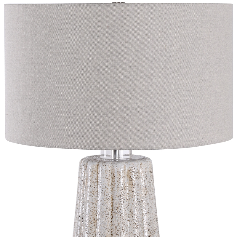Uttermost Pikes Ceramic Steel and Crystal Table Lamp in Brown and White