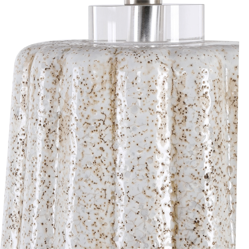 Uttermost Pikes Ceramic Steel and Crystal Table Lamp in Brown and White