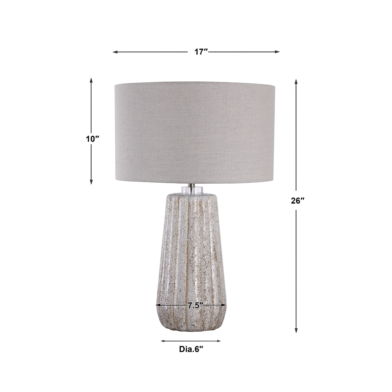 Uttermost Pikes Ceramic Steel and Crystal Table Lamp in Brown and White