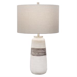 Uttermost Comanche Transitional Ceramic and Steel Table Lamp in White