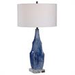 Uttermost Everard Traditional Porcelain Iron and Fabric Table Lamp in Blue