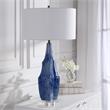 Uttermost Everard Traditional Porcelain Iron and Fabric Table Lamp in Blue