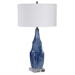 Uttermost Everard Traditional Porcelain Iron and Fabric Table Lamp in Blue