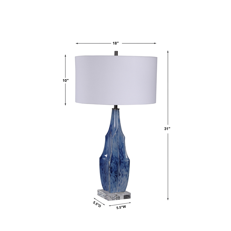 Uttermost Everard Traditional Porcelain Iron and Fabric Table Lamp in Blue