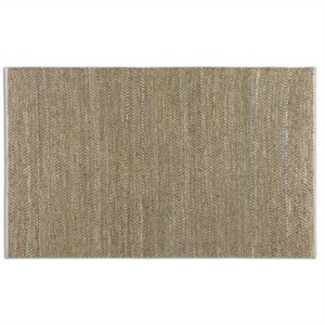 Uttermost Tobais 96x120&quot Coastal Rescued Leather Rug in Beige and Gray