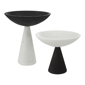 Uttermost Antithesis Rice Stone Marble Bowls in Black/White (Set of 2)